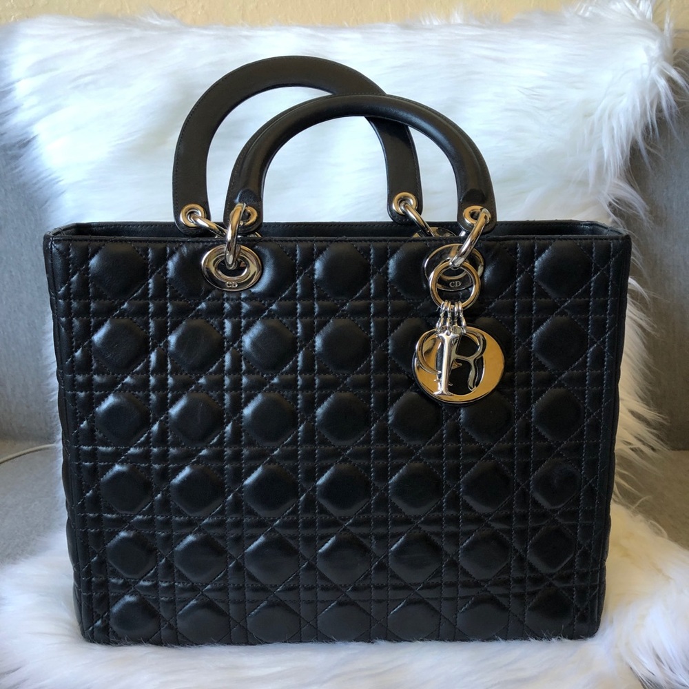 Large Lady Dior Lambskin Cannage bag